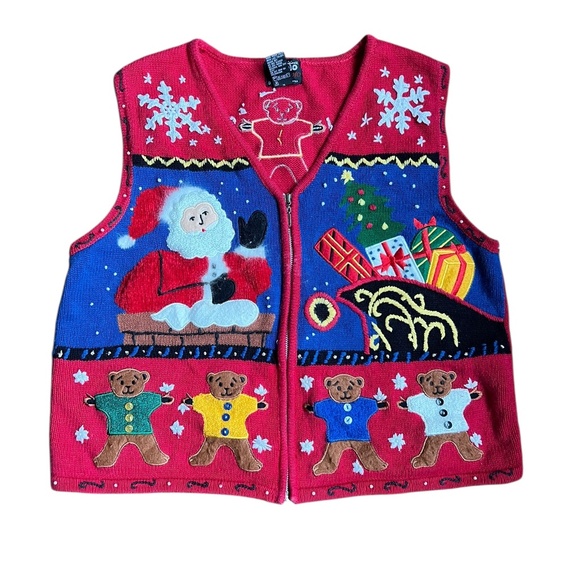 Vintage Festive "Ugly" Christmas Vest Large - Picture 1 of 3